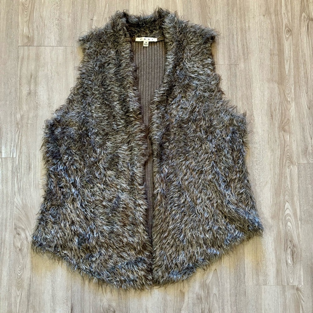 CAbi Women's Alpaca Mohair Blend Vest Faux Fur Open Front Style #180 Size Medium